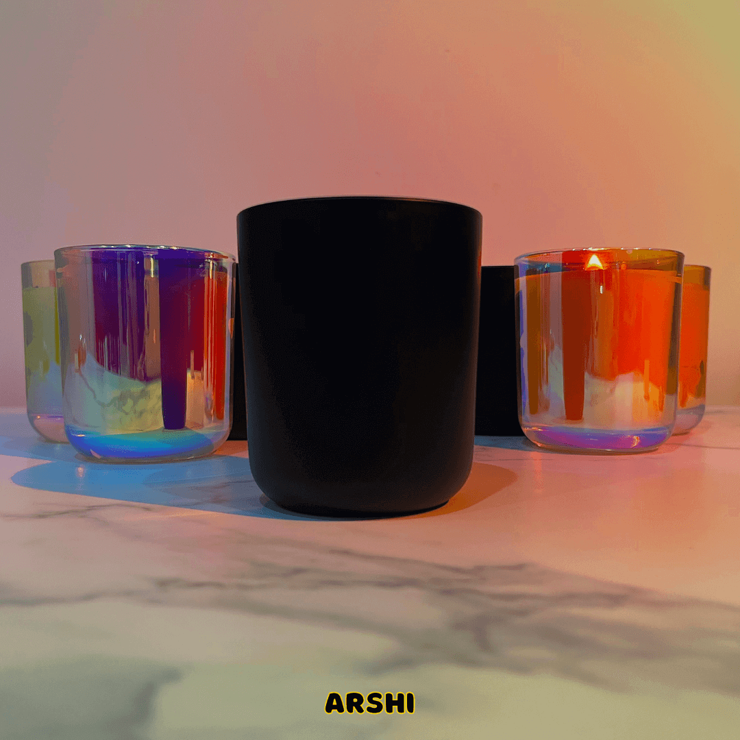 Soy candles featuring rose petal accents and crackling wooden wicks for a serene atmosphere
